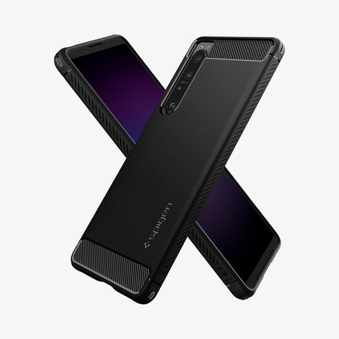 ACS02841 - Sony Xperia 1 III Case Rugged Armor in matte black showing the back